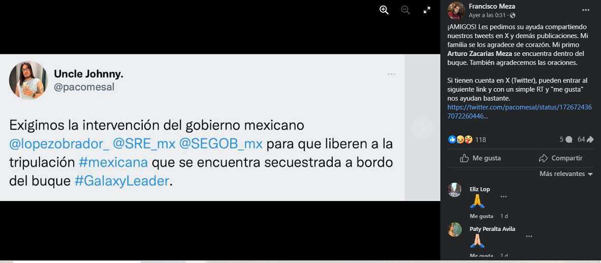 Quiénes son los mexicanos que van en buque secuestrado en el Mar Rojo